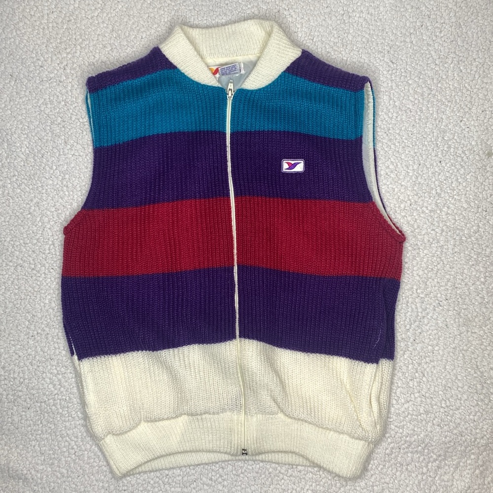 Vintage Vidal Sassoon Colorful Striped Knittedted Sweater: Size Medium
